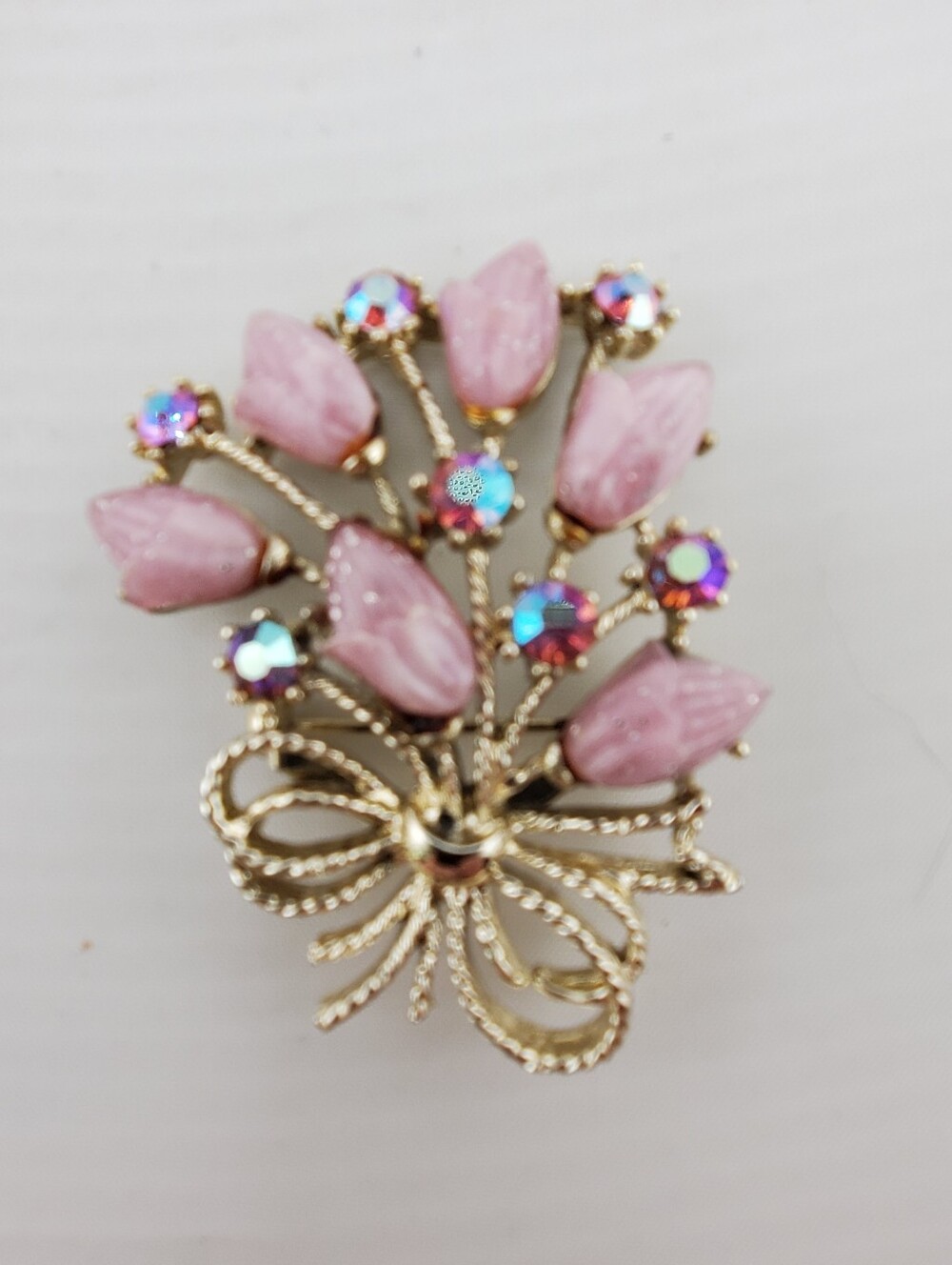 Vintage Molded Pink Tulip Brooch